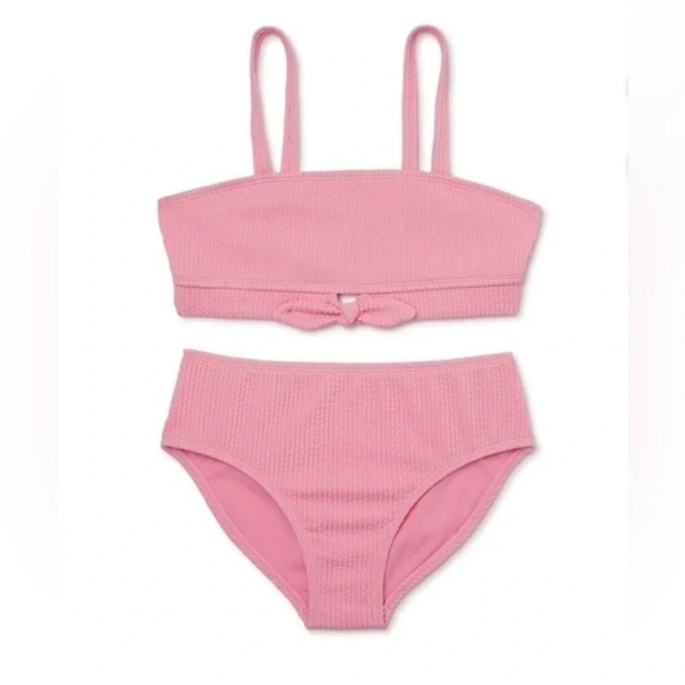 New Wonder Nation Girls Tie Front Bikini Swimsuit with UPF 50 Size XL 14-16 NWT
